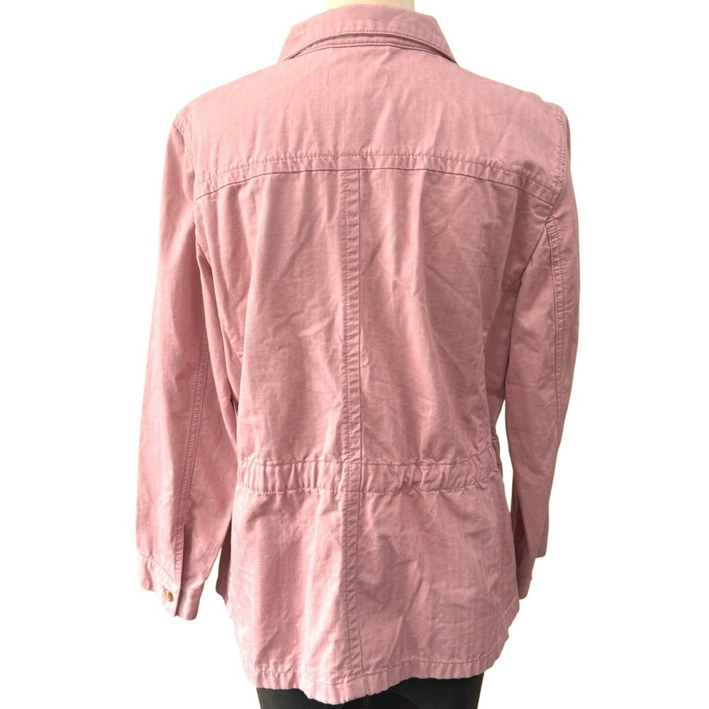 Talbots Pink Utility Jacket Womens Large Cotton Button Front Casual Spring Coat - Picture 5 of 7